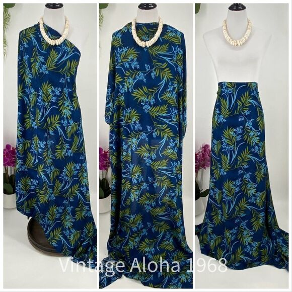 Blue/Green Floral SARONG Pareo Lavalava Beach Wrap Skirt Summer Scarf - Picture 2 of 4